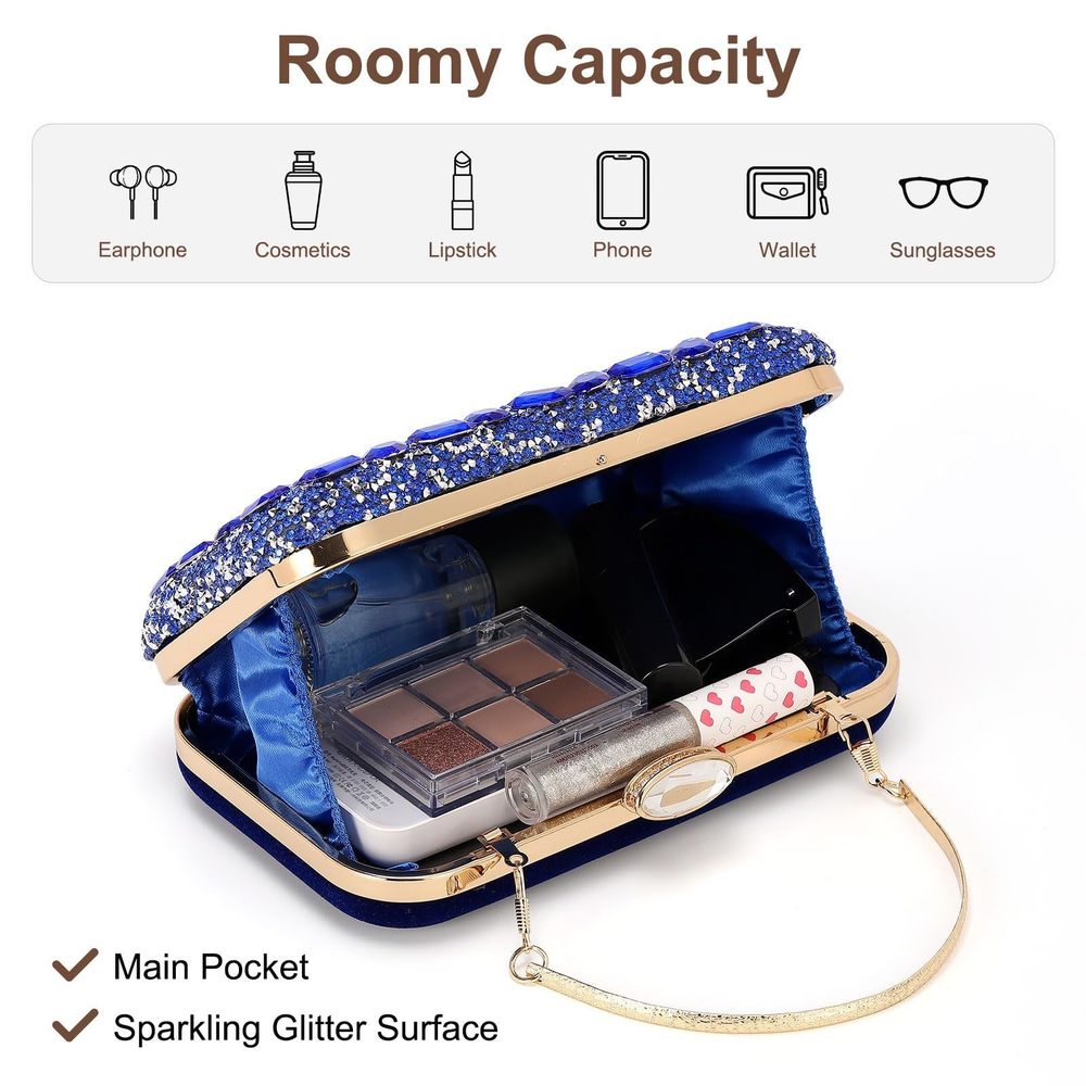 Evening Bags Clutch Purses mal, Gemstone Handbag Crystal :3 - Picture 4 of 7